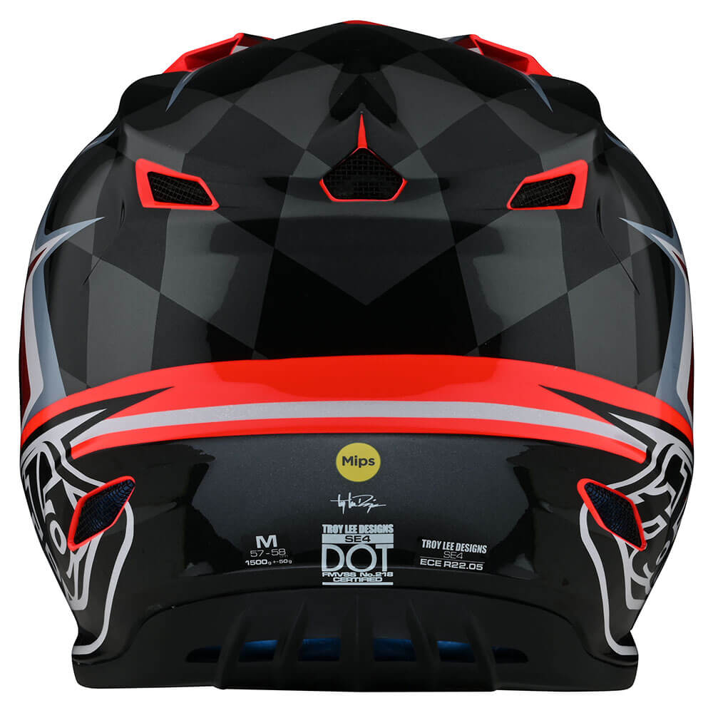 Troy Lee Designs Youth SE4 Polyacrylite Helmet W/MIPS Warped Glo Red