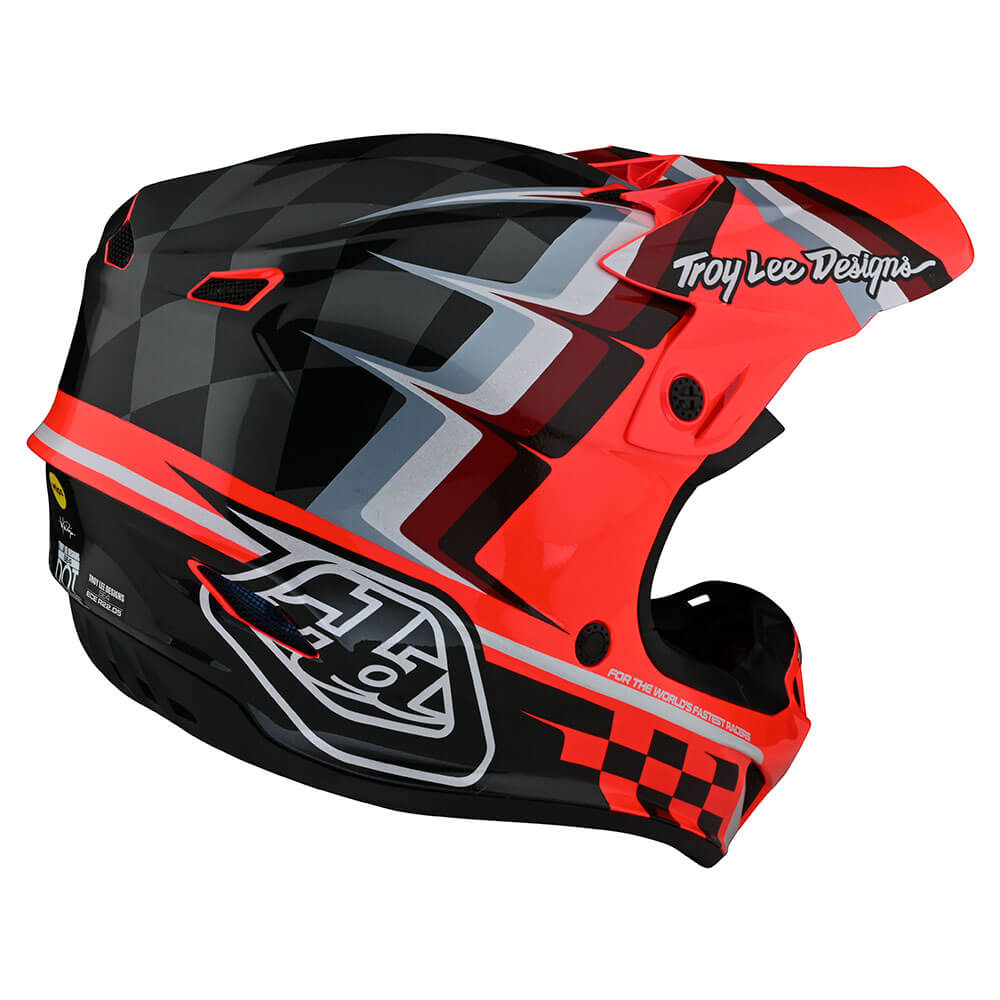 Troy Lee Designs Youth SE4 Polyacrylite Helmet W/MIPS Warped Glo Red