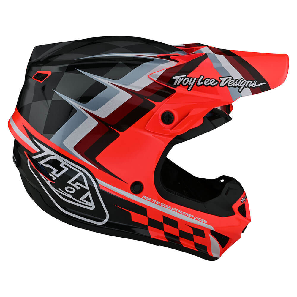 Troy Lee Designs Youth SE4 Polyacrylite Helmet W/MIPS Warped Glo Red