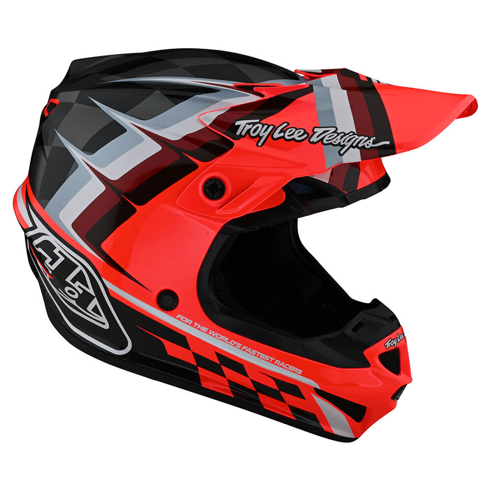Troy Lee Designs Youth SE4 Polyacrylite Helmet W/MIPS Warped Glo Red
