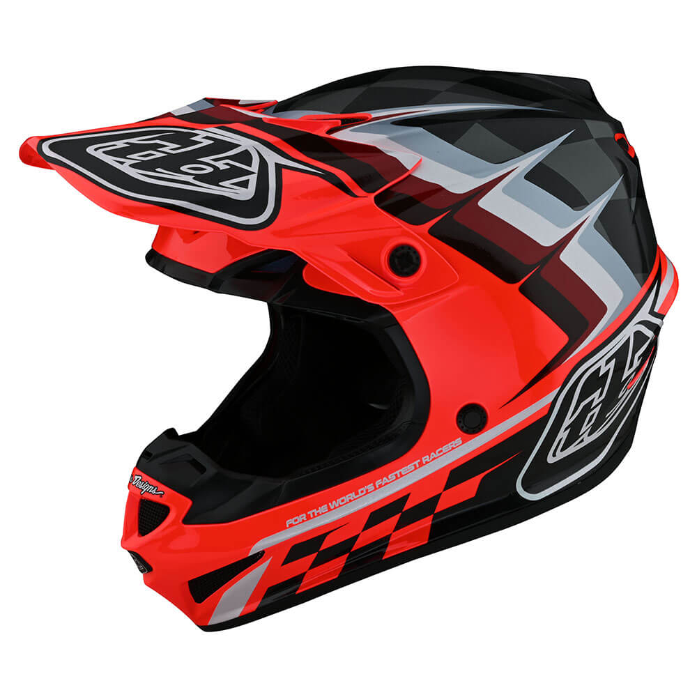 Troy Lee Designs Youth SE4 Polyacrylite Helmet W/MIPS Warped Glo Red