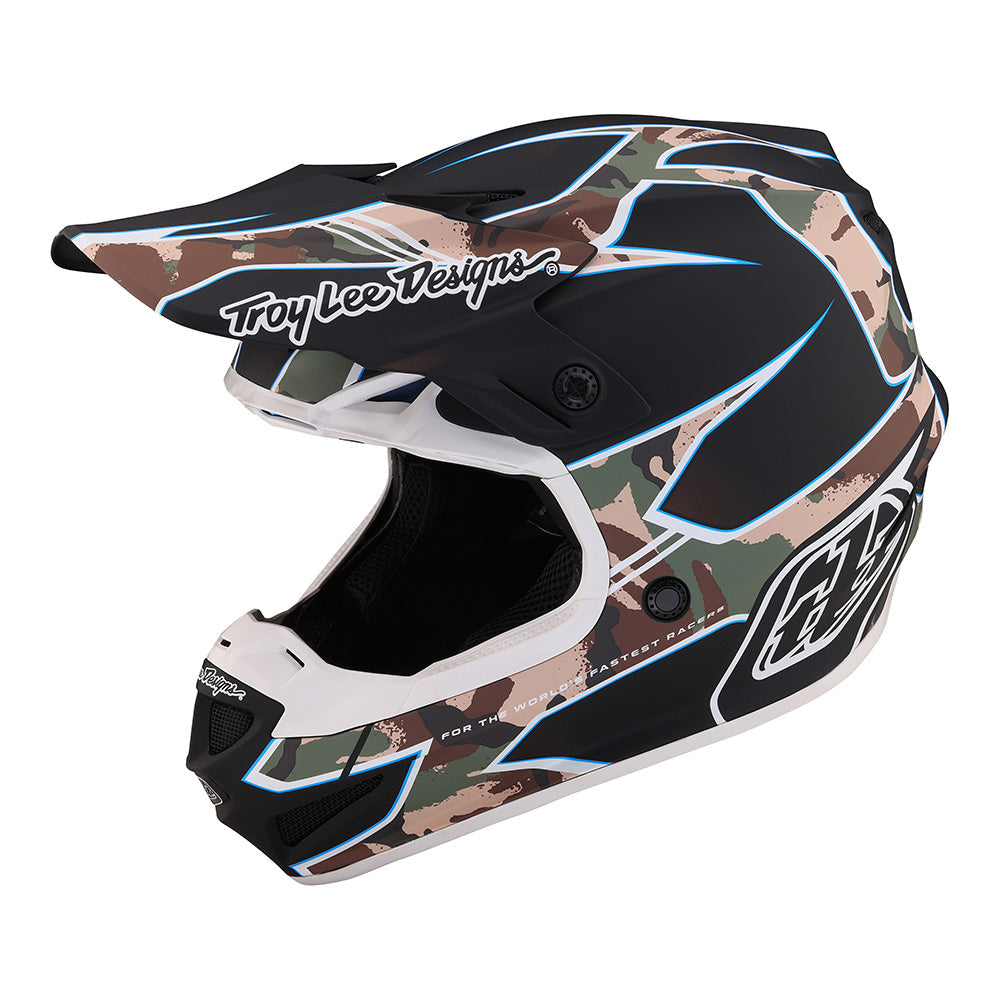 Troy Lee Designs Youth SE4 Polyacrylite Helmet W/MIPS Matrix Camo Black