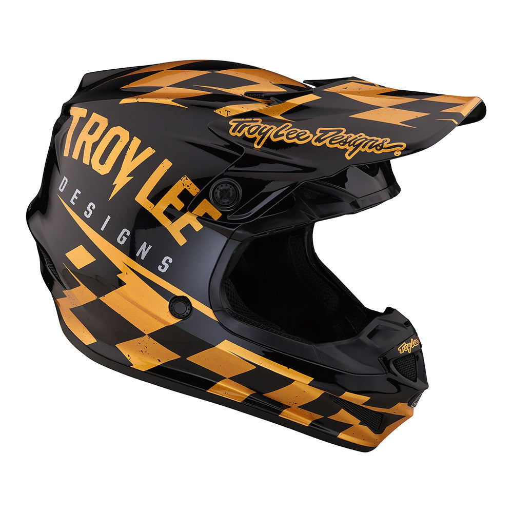 Troy Lee Designs Youth SE4 Polyacrylite Helmet W/MIPS Race Shop Black / Gold