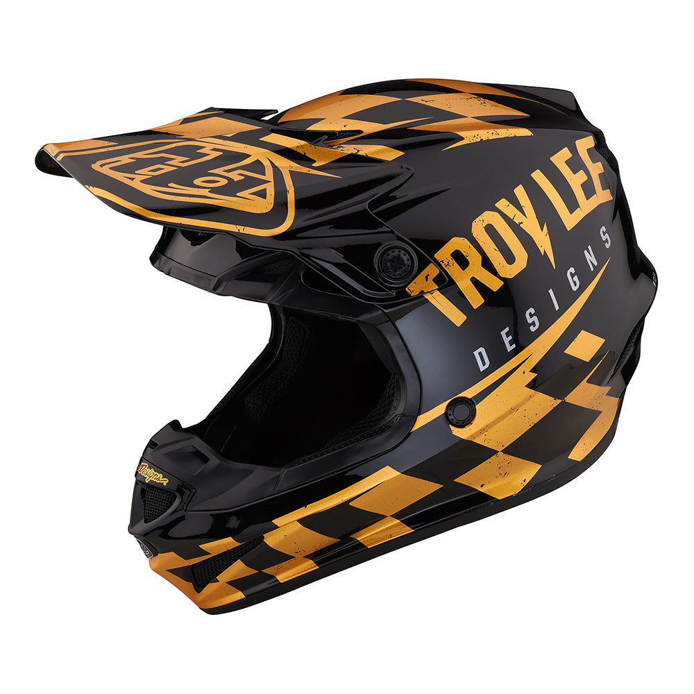 Troy Lee Designs Youth SE4 Polyacrylite Helmet W/MIPS Race Shop Black / Gold