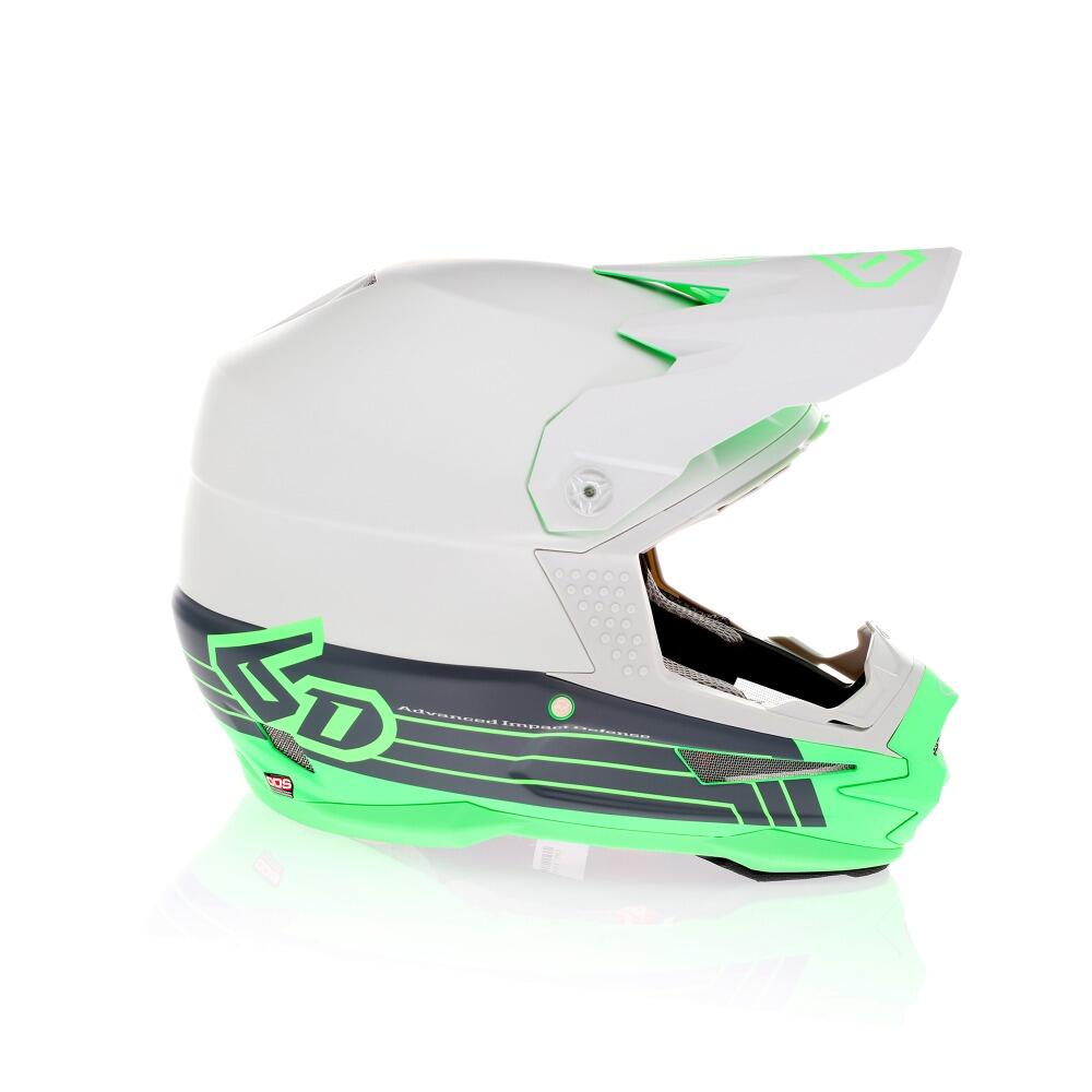 Neon green ATR-1 Split helmet with aerodynamic design and advanced safety features.