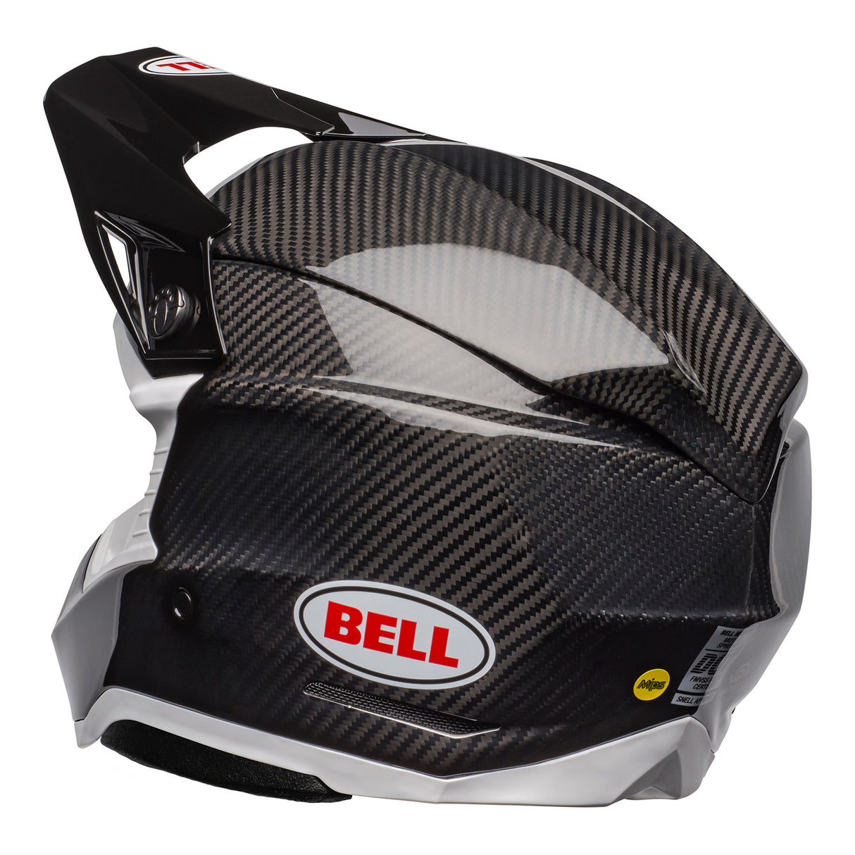 Bell MX 2025 Moto-10 Spherical Mips Adult Helmet (Gloss Black Carbon/White)