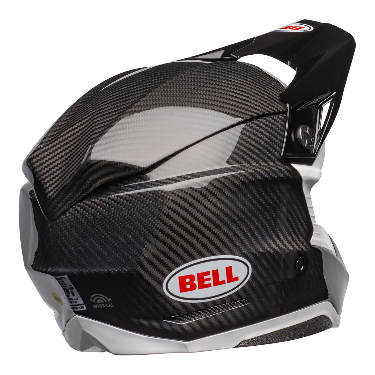Bell MX 2025 Moto-10 Spherical Mips Adult Helmet (Gloss Black Carbon/White)