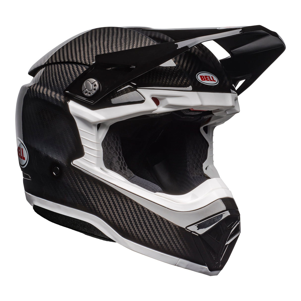 Bell MX 2025 Moto-10 Spherical Mips Adult Helmet (Gloss Black Carbon/White)