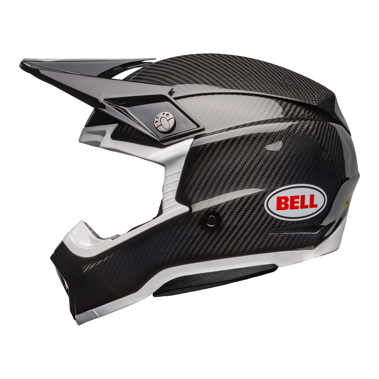 Bell MX 2025 Moto-10 Spherical Mips Adult Helmet (Gloss Black Carbon/White)