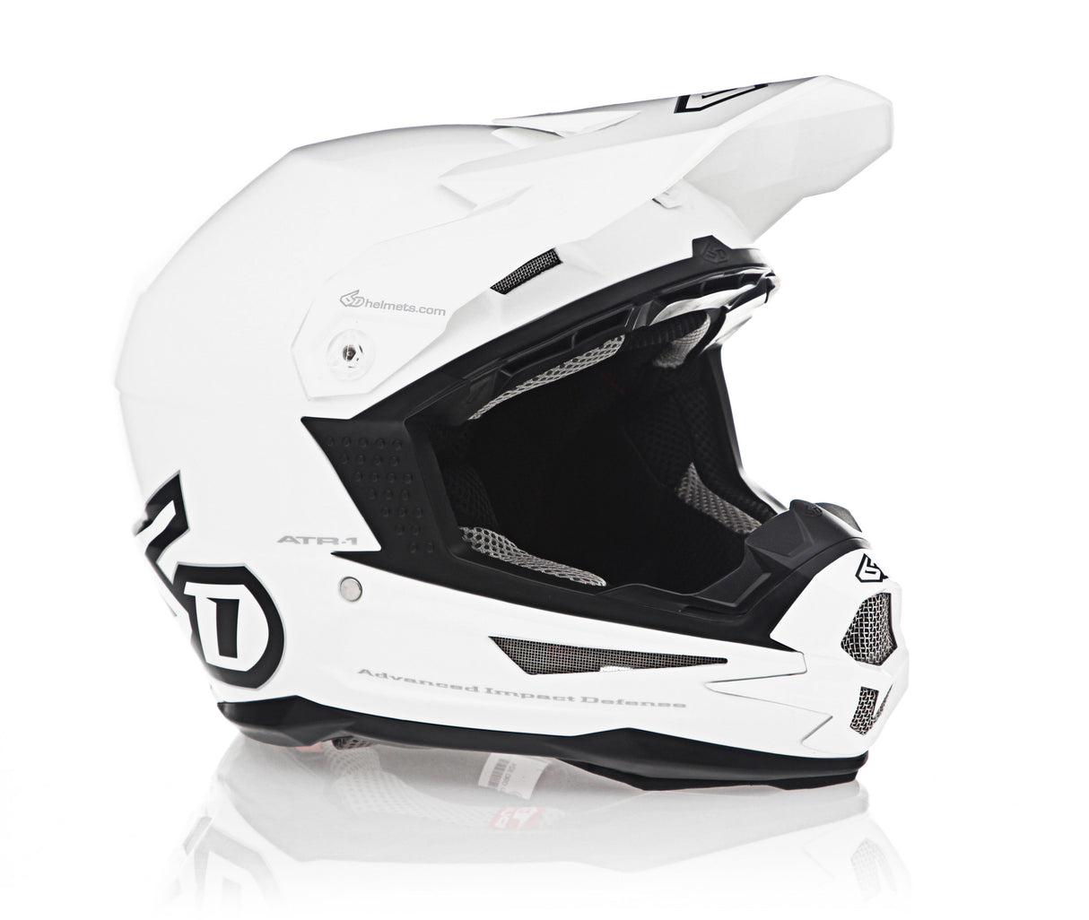 ATR-1 Solid Gloss White Helmet - Front and Side View