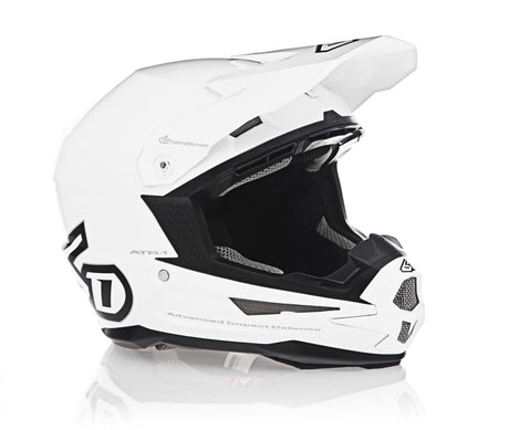 ATR-1 Solid Gloss White Helmet - Front and Side View