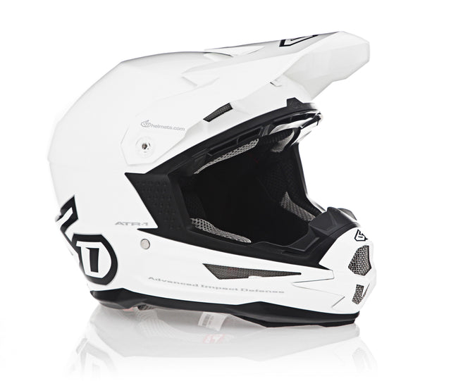 ATR-1 Solid Gloss White Helmet - Front and Side View