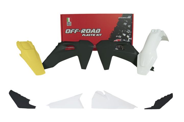 Rtech Plastic Kit (5pc) (Rockstar Rep White/Black/Lemon Yellow) Husqvarna TE-FE 150-450 20-22