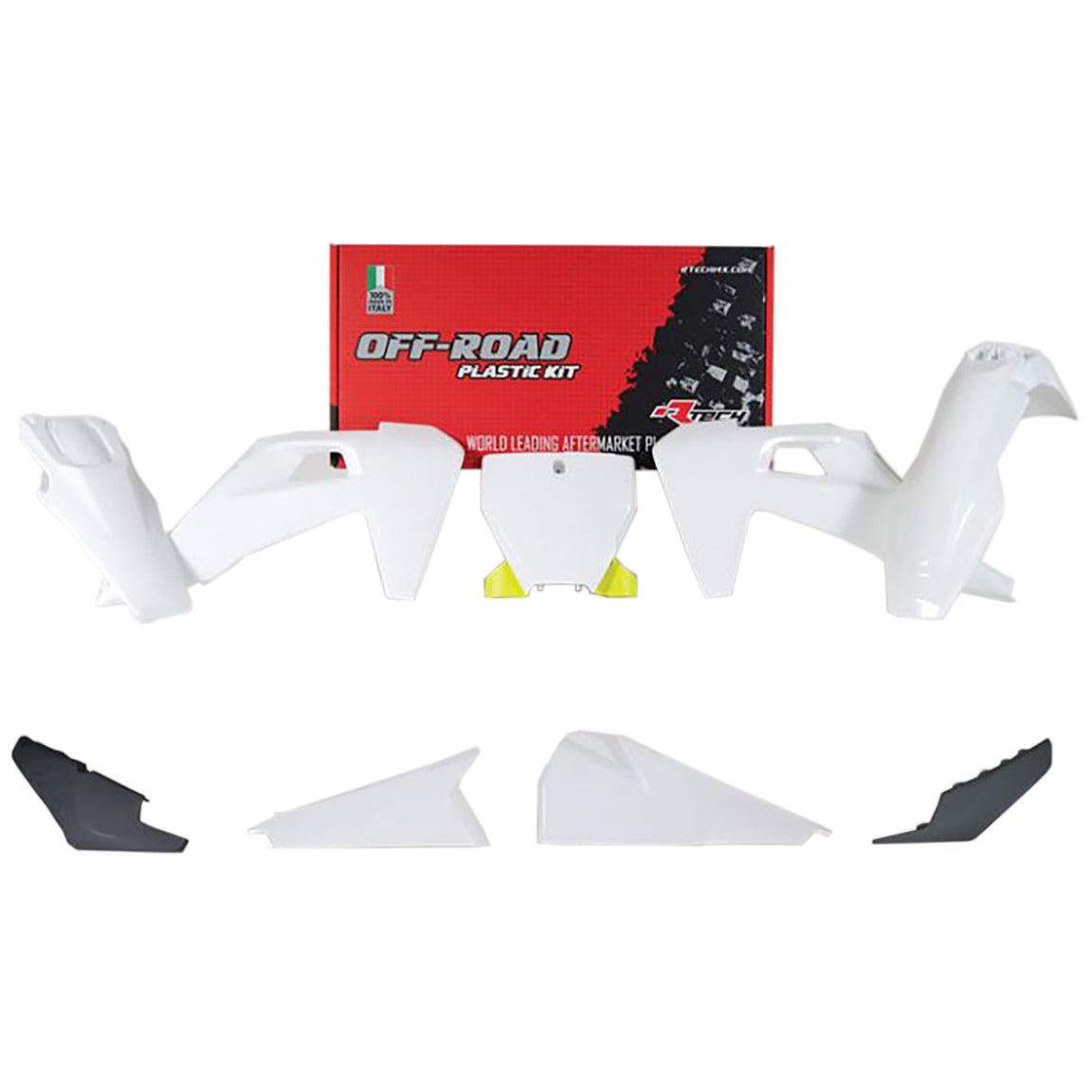 Rtech Plastic Kit (6pc) (White/Lemon Yellow/Grey/OEM 20) Husqvarna TC-FC125-450 19-22