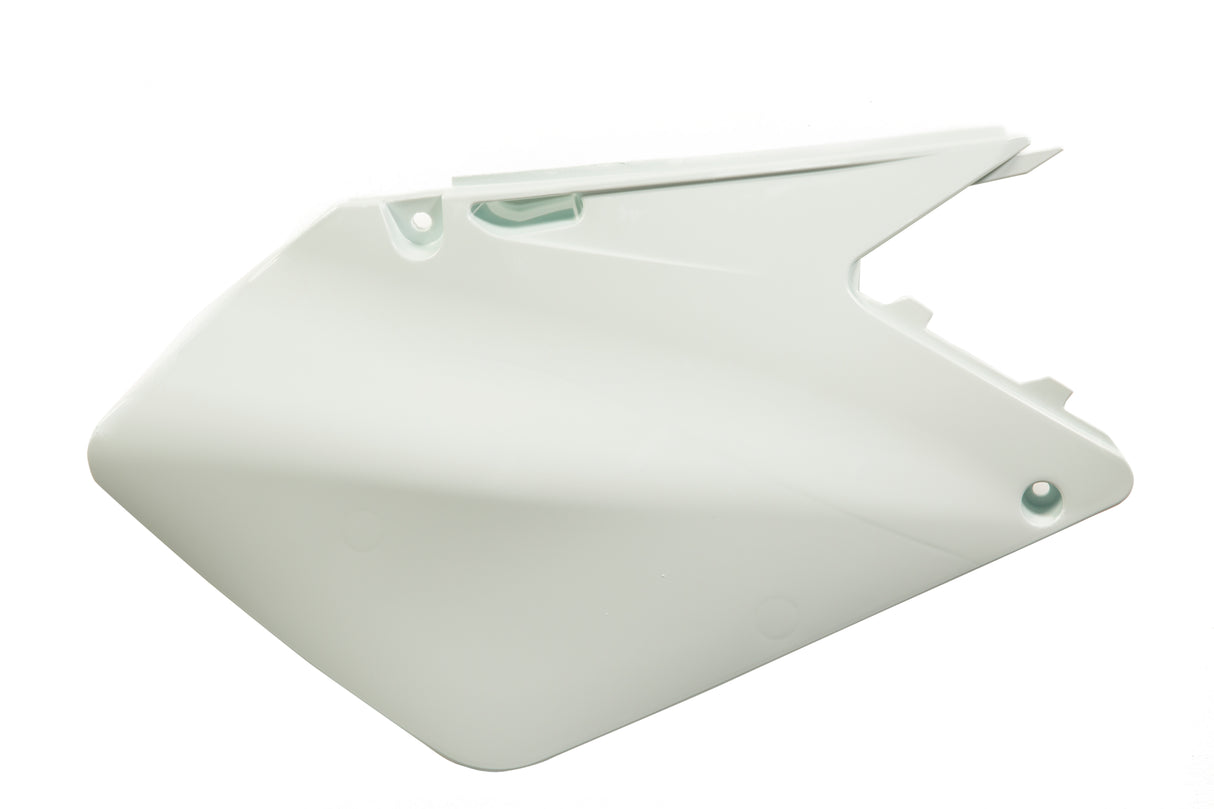 White Acerbis side panels for Suzuki RM125 (2003-2009) and RM250 (2003-2005) motocross bikes
