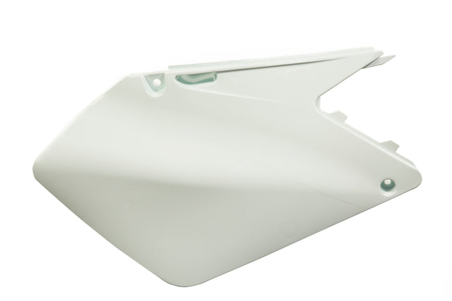 White Acerbis side panels for Suzuki RM125 (2003-2009) and RM250 (2003-2005) motocross bikes