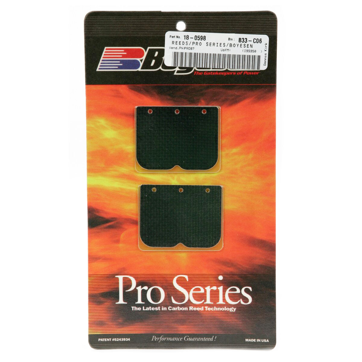 BOYESEN PRO-87 REEDS (FOR RAD BLOCK), Boyesen Pro Series Reeds - PRO