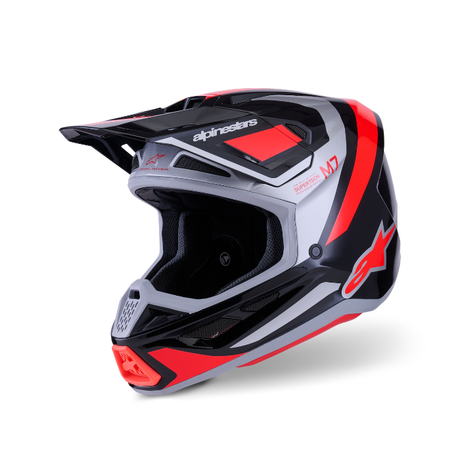 SM7 RISE HELMET ECE06 - BLACK/SILVER/RED FLUO Alpinestars motocross kit