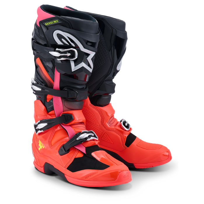 TECH 7 BOOTS - BLACK/RED FLUO/PINK FLUO