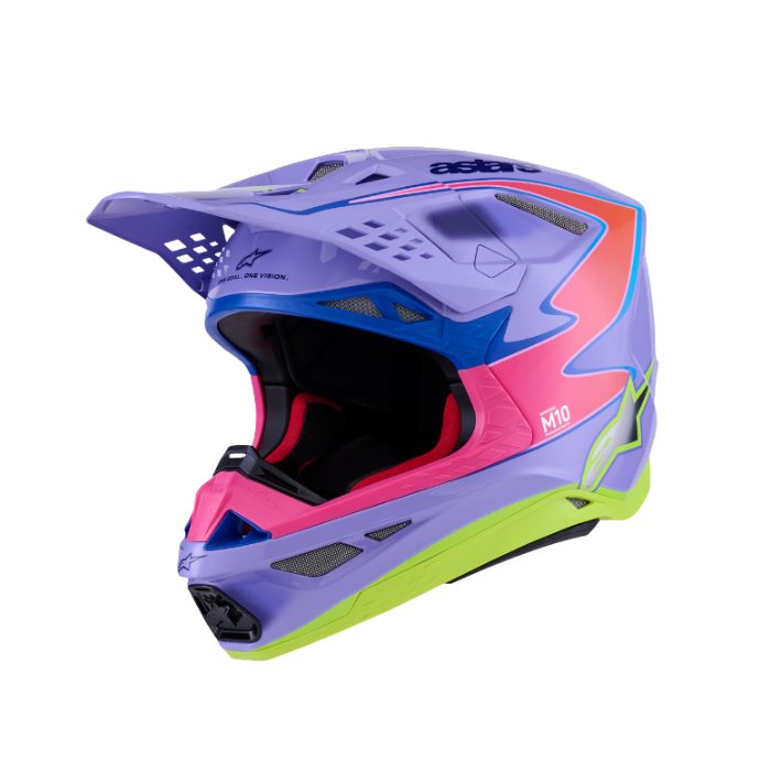 S-M10 JETT LAWRENCE R01 HELMET ECE06 - PURPLE/PINK FL/YELLOW FLUO GLS