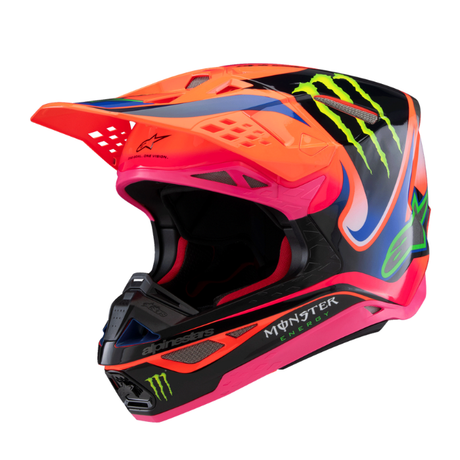 S-M10 DEEGAN MONSTER HELMET ECE06 - ORANGE FL/PURPLE/PINK FLUO/GL Alpinestars motocross kit