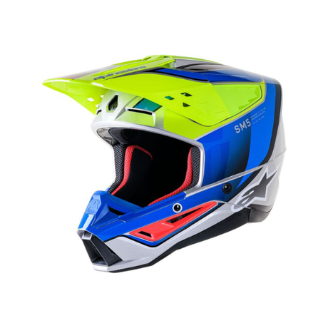 HELMET SM5 SAIL YELLOW FLUO/ENAMEL/BLUE SILVER Alpinestars motocross kit
