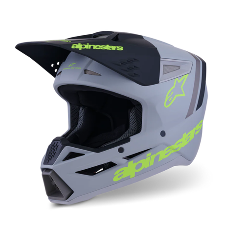 SM3 RADIUM HELMET ECE06 - GRAY/BLACK/YELLOW FL/ Alpinestars motocross kit