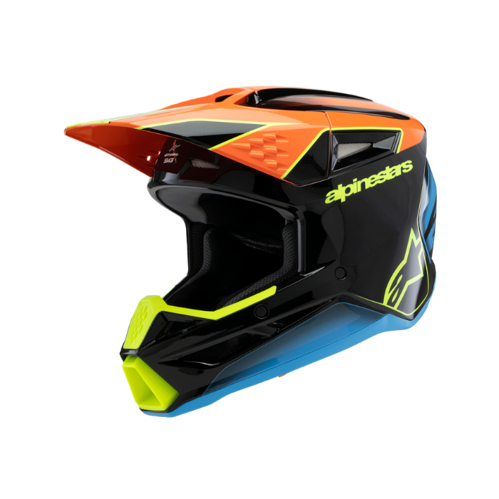 SM3 YOUTH FRAY HELMET ECE06 - BLACK/ORANGE/YELLOW FL G Alpinestars motocross kit