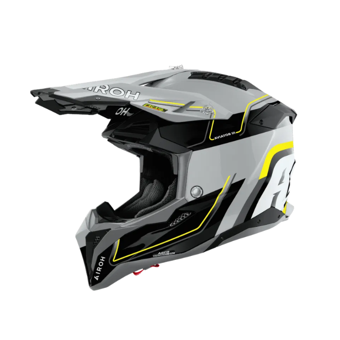 Airoh Aviator 3 Leader Yellow Gloss MX Adult Helmet