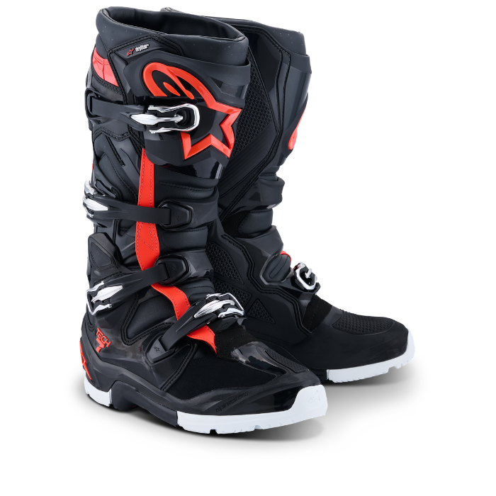 TECH 7 ENDURO DRYSTAR BOOTS - Black/Red FLUO/WHITE