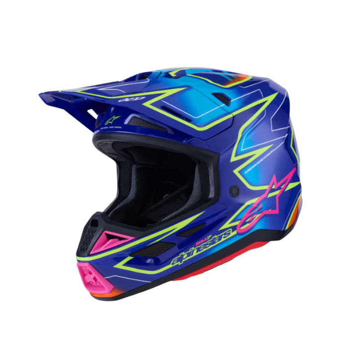 SM7 CAST HELMET ECE06 - BLUE/PINK/YELLOW FLUO