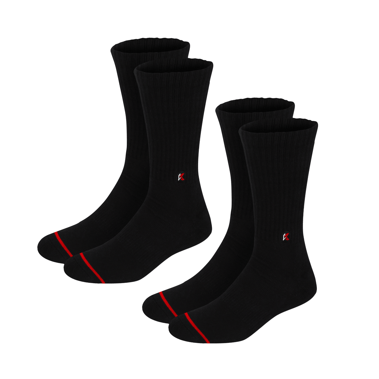 2 Pack Black Crew Sock