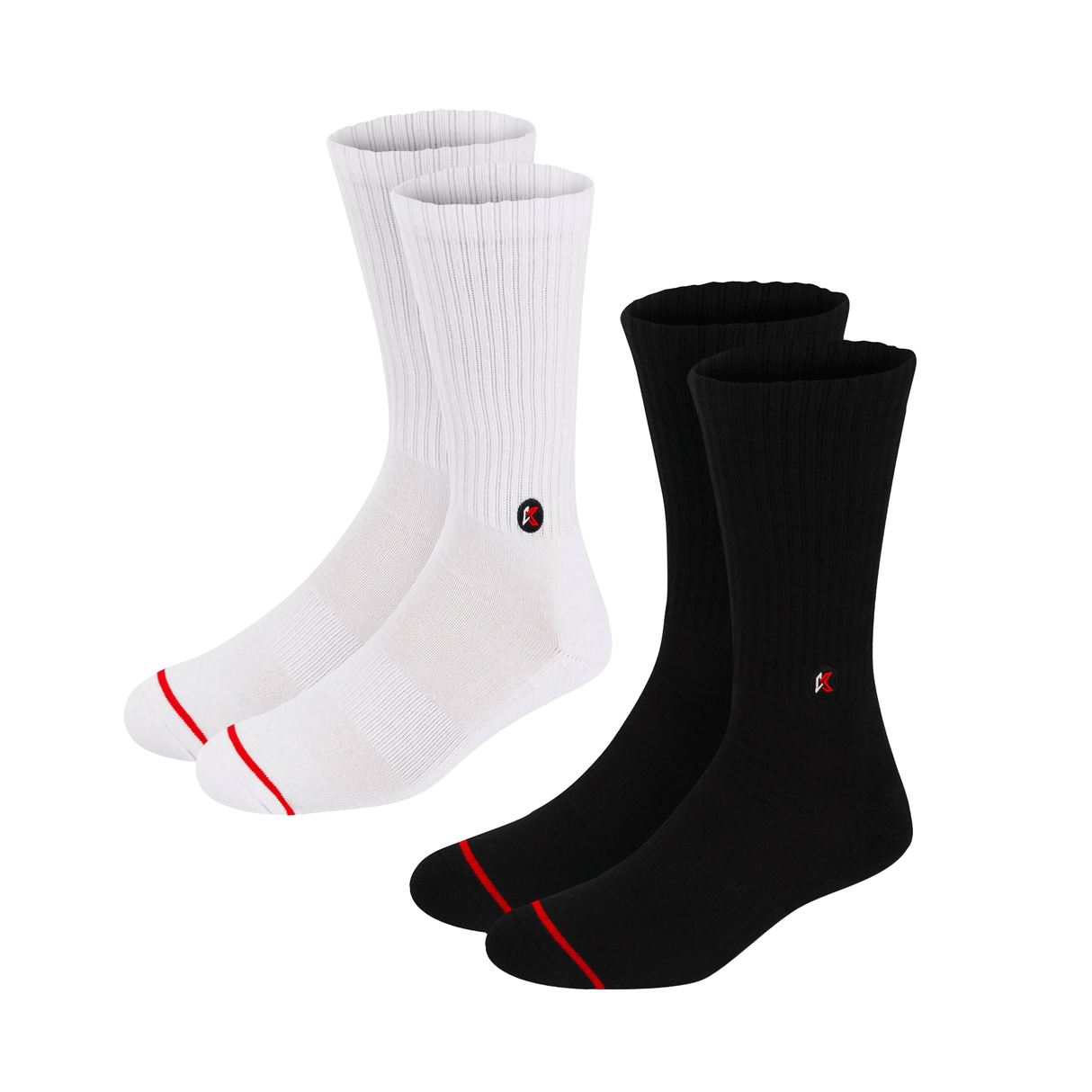 2 Pack Black & White Crew Sock