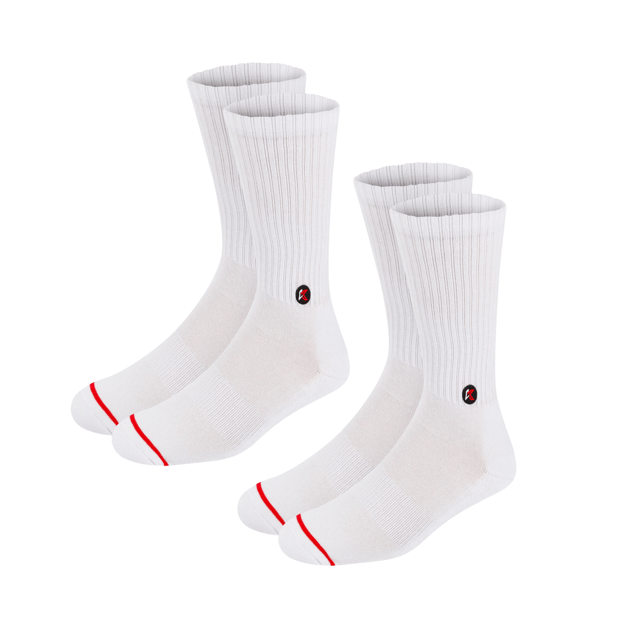 2 Pack White Crew Sock