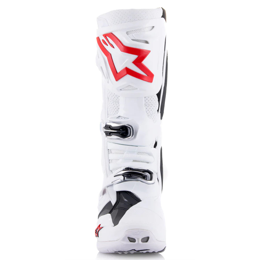 ALPINESTARS TECH 10 SUPERVENTED WHITE BRIGHT RED BOOTS