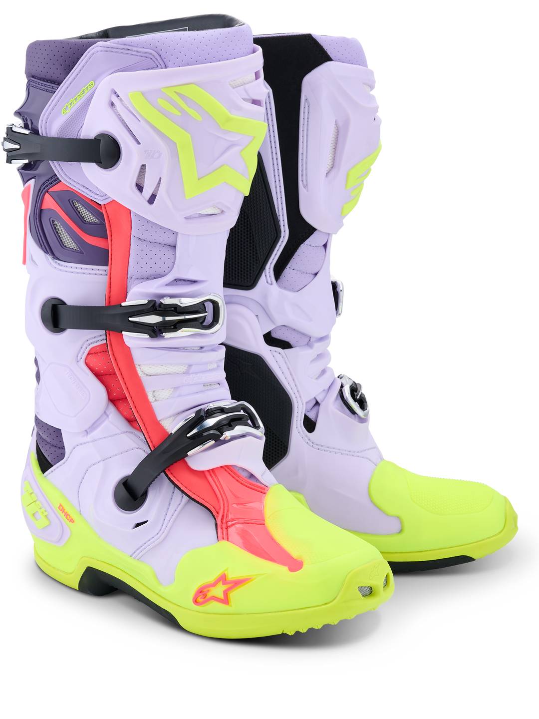 TECH 10 SUPERVENTED BOOTS - PURPLE/YELLOW FLUO/DIVA PINK