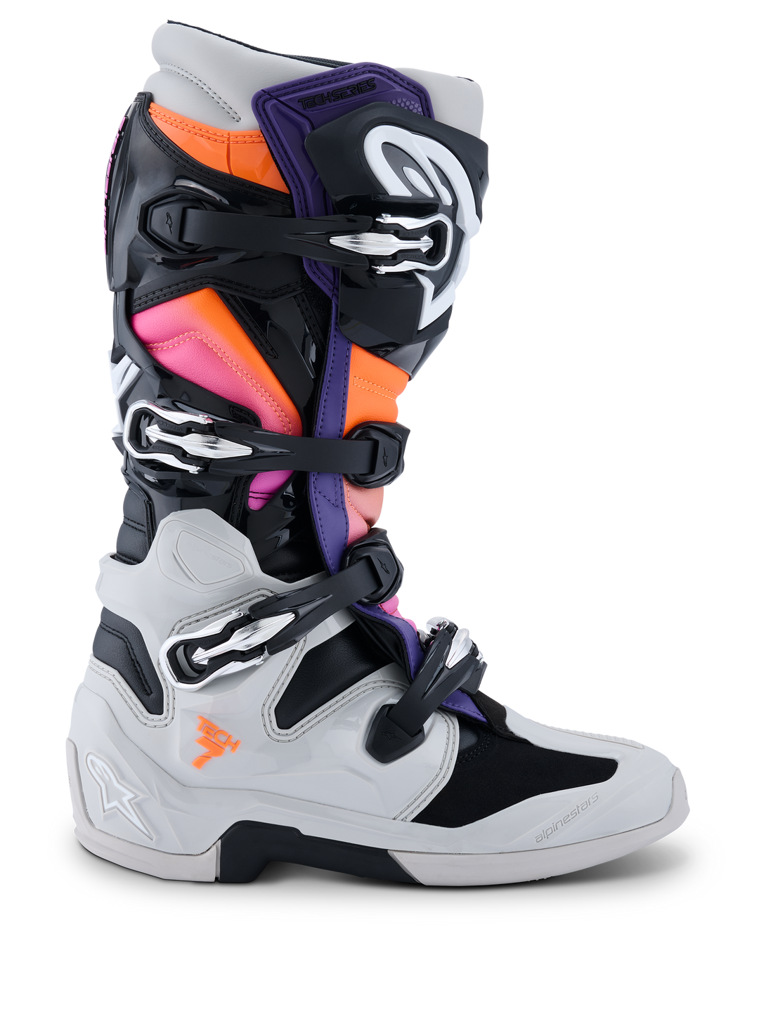 TECH 7 BOOTS - BLACK/LGHT GRY/ORNG FL/MAGENTA Alpinestars motocross kit