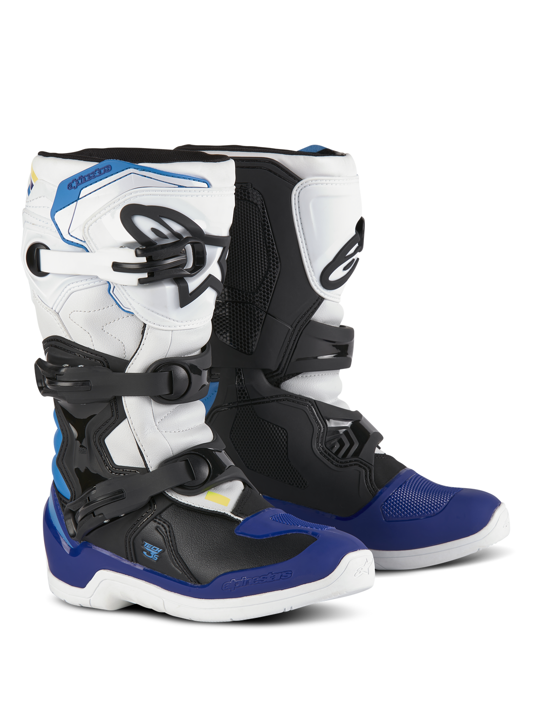 TECH 3S YOUTH BOOTS - WHITE/BLACK/ENAMEL BLUE