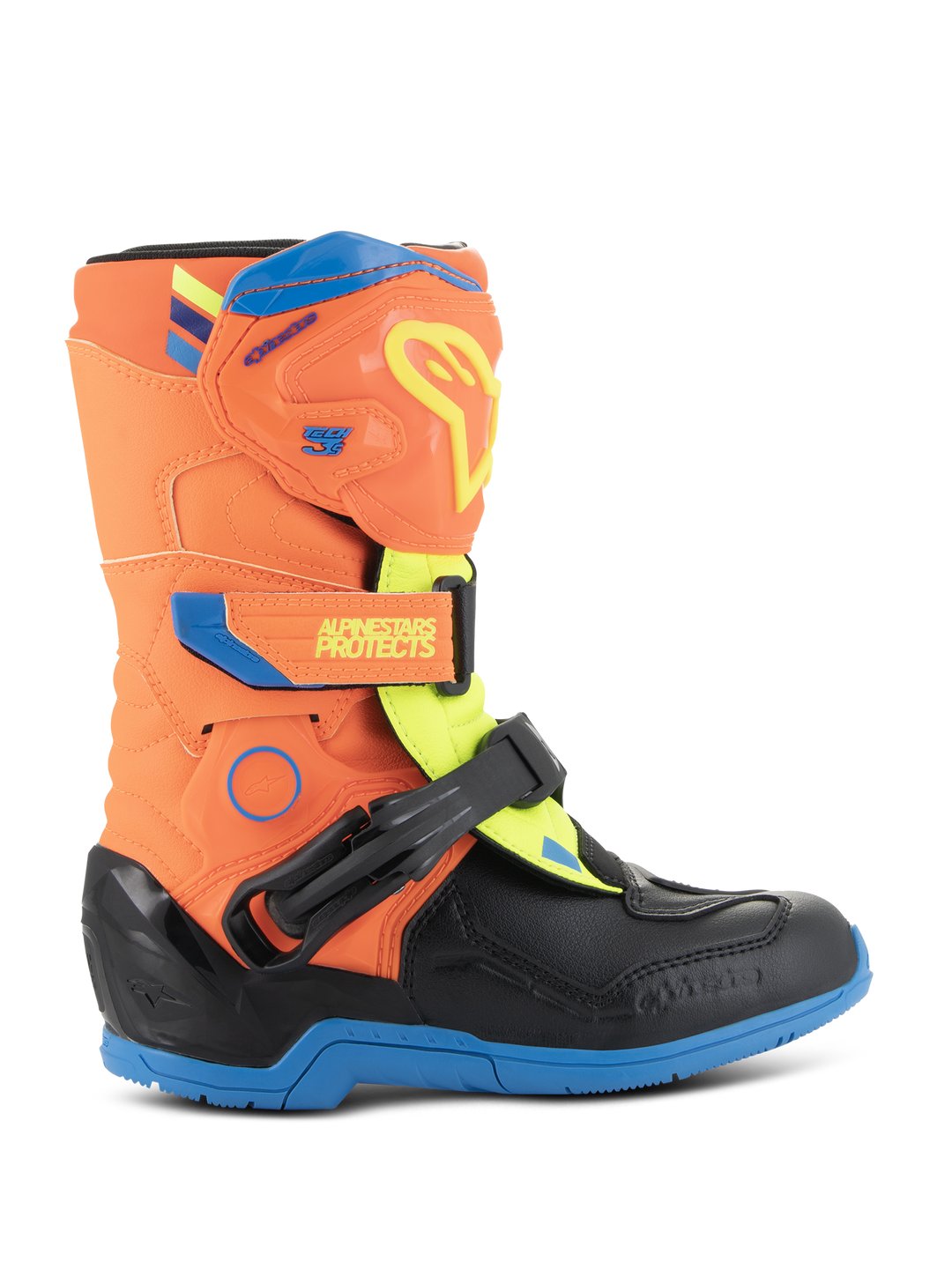 TECH 3S KIDS BOOTS - ORANGE FLUO/ENAMEL BLUE/YEL FL