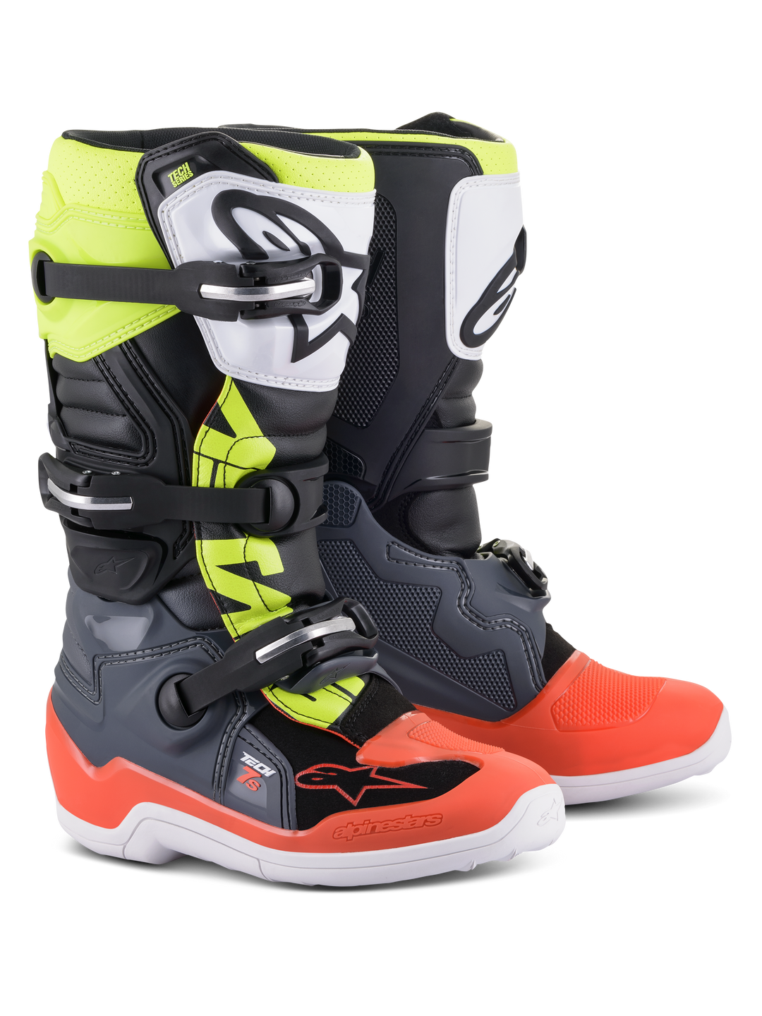 TECH 7 S  BOOTS - DARK GRAY/RED FLUO/YELLOW FLUO