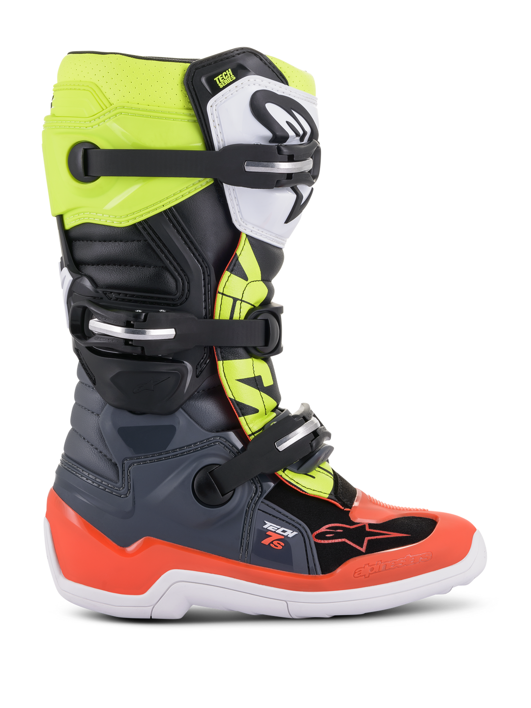 TECH 7 S  BOOTS - DARK GRAY/RED FLUO/YELLOW FLUO
