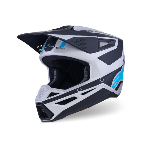 SM3 HEAT HELMET ECE06 - SILVER/BLUE/BLACK Alpinestars motocross kit