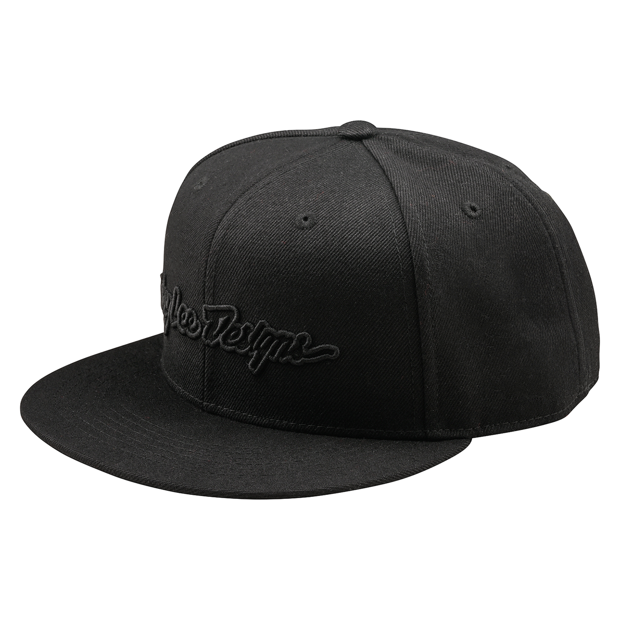Troy Lee Designs Signature Flat Bill Snapback Cap - Black / Black