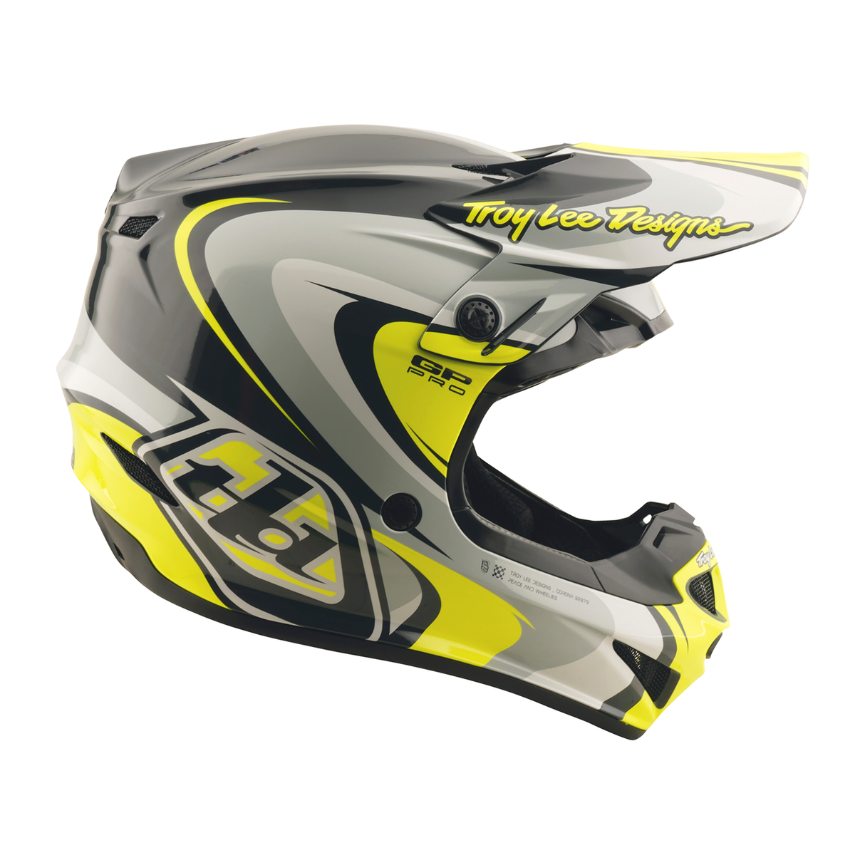 Troy Lee Designs GP PRO Crossover Helmet - Grey / Flo Yellow