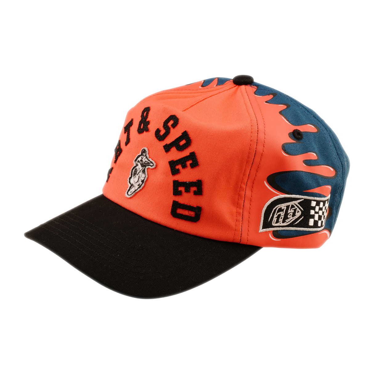Unstructured Curved Snapback Finish Line - Coral/Blue