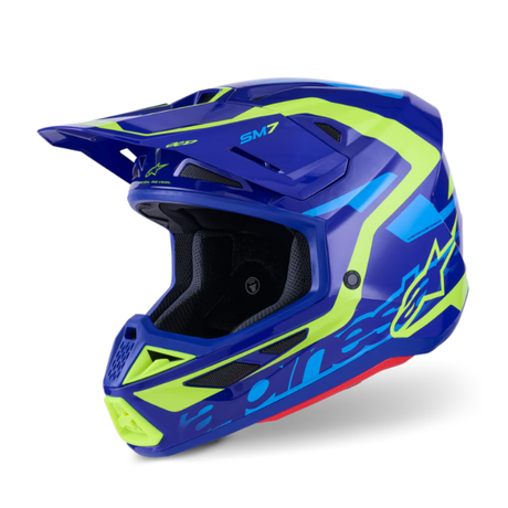 SM7 DEED HELMET ECE06 - BLUE/YELLOW FLUO Alpinestars motocross kit