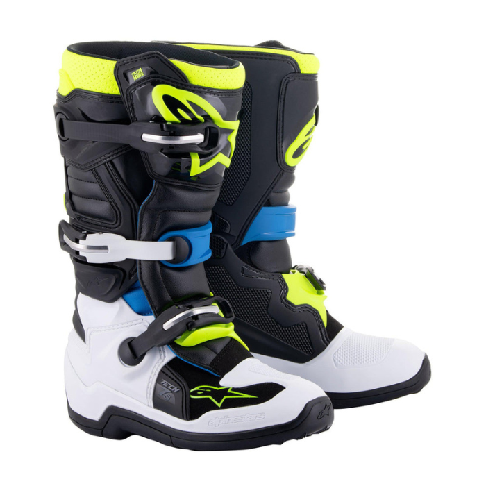 ALPINESTARS TECH 7S YOUTH BLACK/ENAMEL/BLUE/YELLOW BOOTS