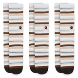 3 Pack White Stripe Crew Sock