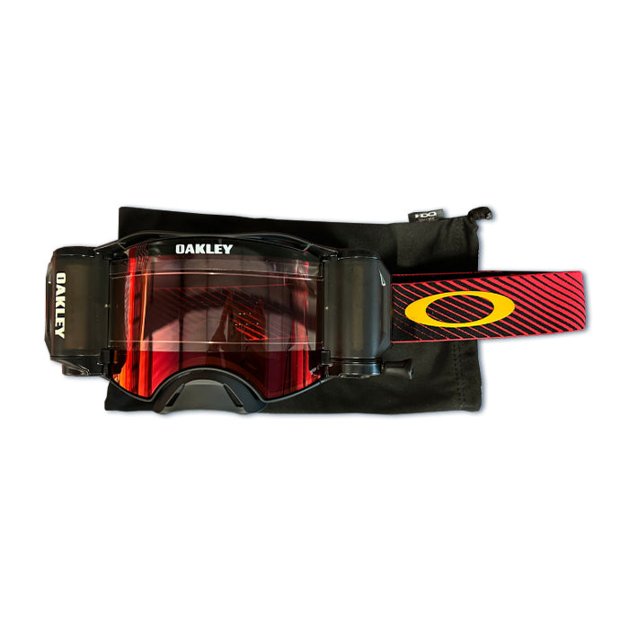 OAKLEY AIRBRAKE MX GOGGLE (RED FLOW) PRIZM MX TORCH LENS - ROLL OFF