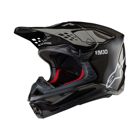 HELMET SM10 SOLID BLACK   CARBON Alpinestars motocross kit